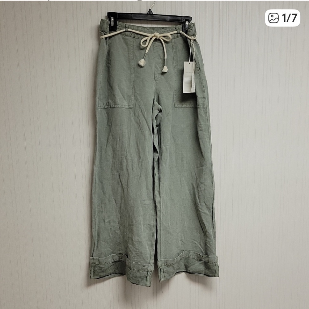 NEW Calypso St.Barth Retro Linen Blend Lightweight WideLeg Coastal Pants,Medium